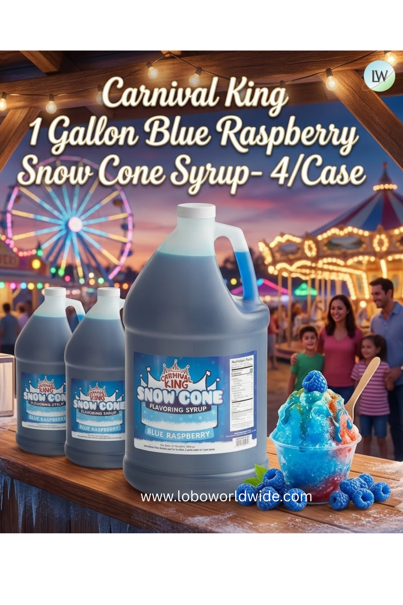 Carnival King 1 Gallon Cone Syrup- 4/Case (Various Flavours)