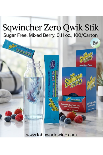 Sqwincher Zero Qwik Stik Sugar Free, 0.11 oz., 100/Carton(Various Flavours)
