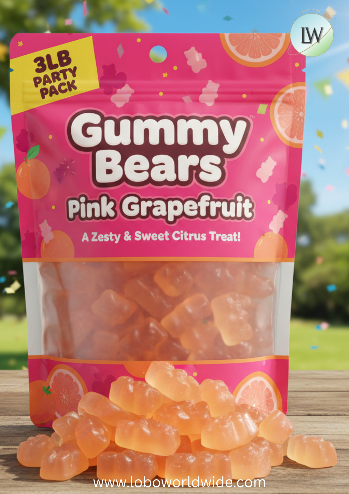 Gummy Bears Pink Grapefruit(Various Sizes)