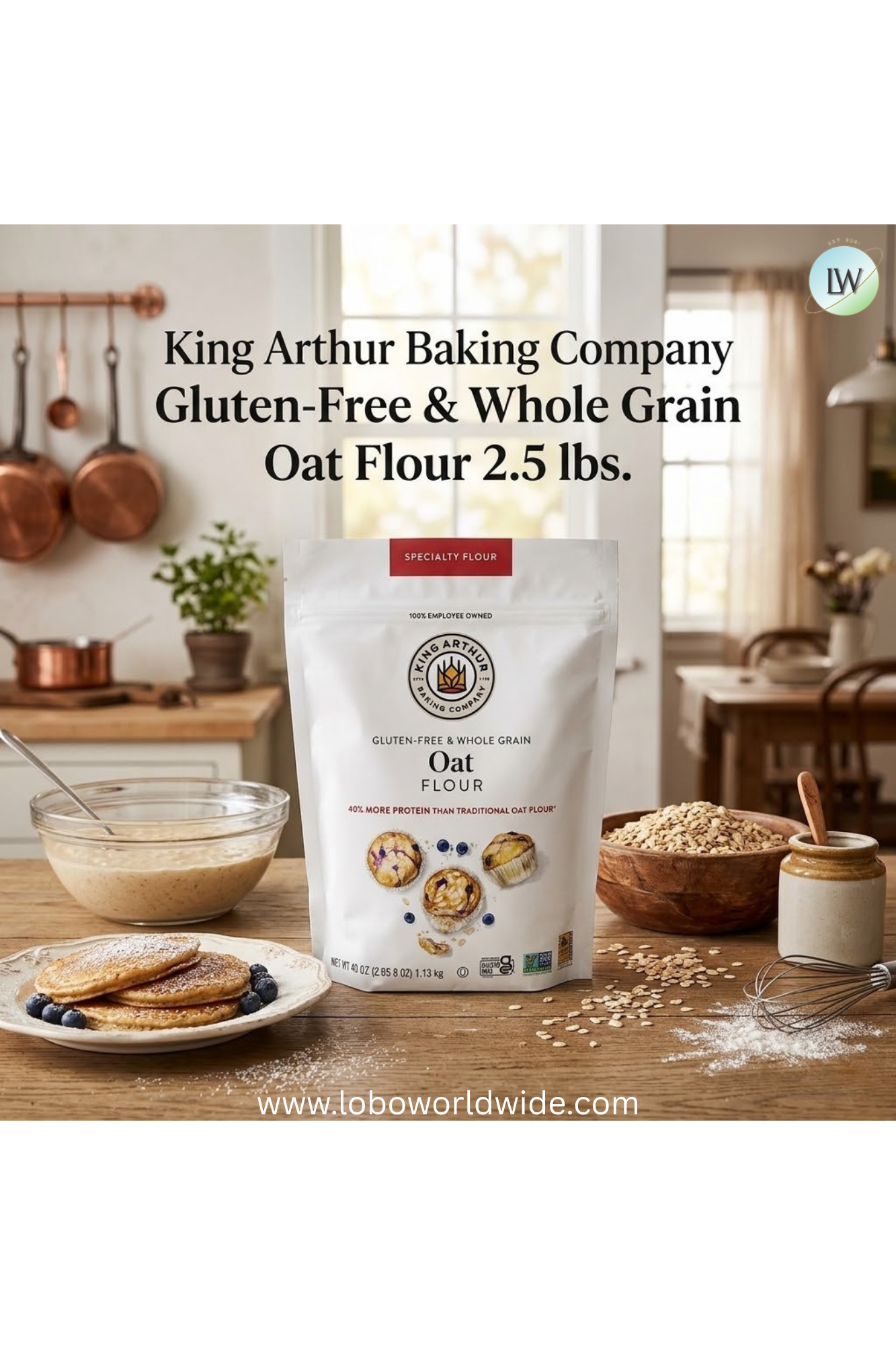 King Arthur Baking Company Gluten-Free & Whole Grain Oat Flour 40oz