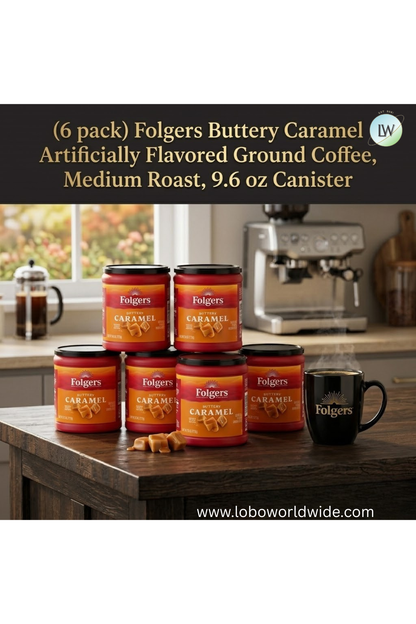 (6 pack)Folgers Ground Coffee, Medium Roast, 9.6 oz Canister