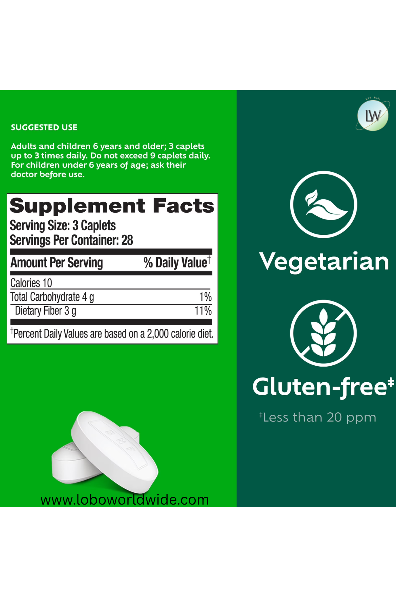 Benefiber Prebiotic Fiber Supplement Caplets, 84 Count