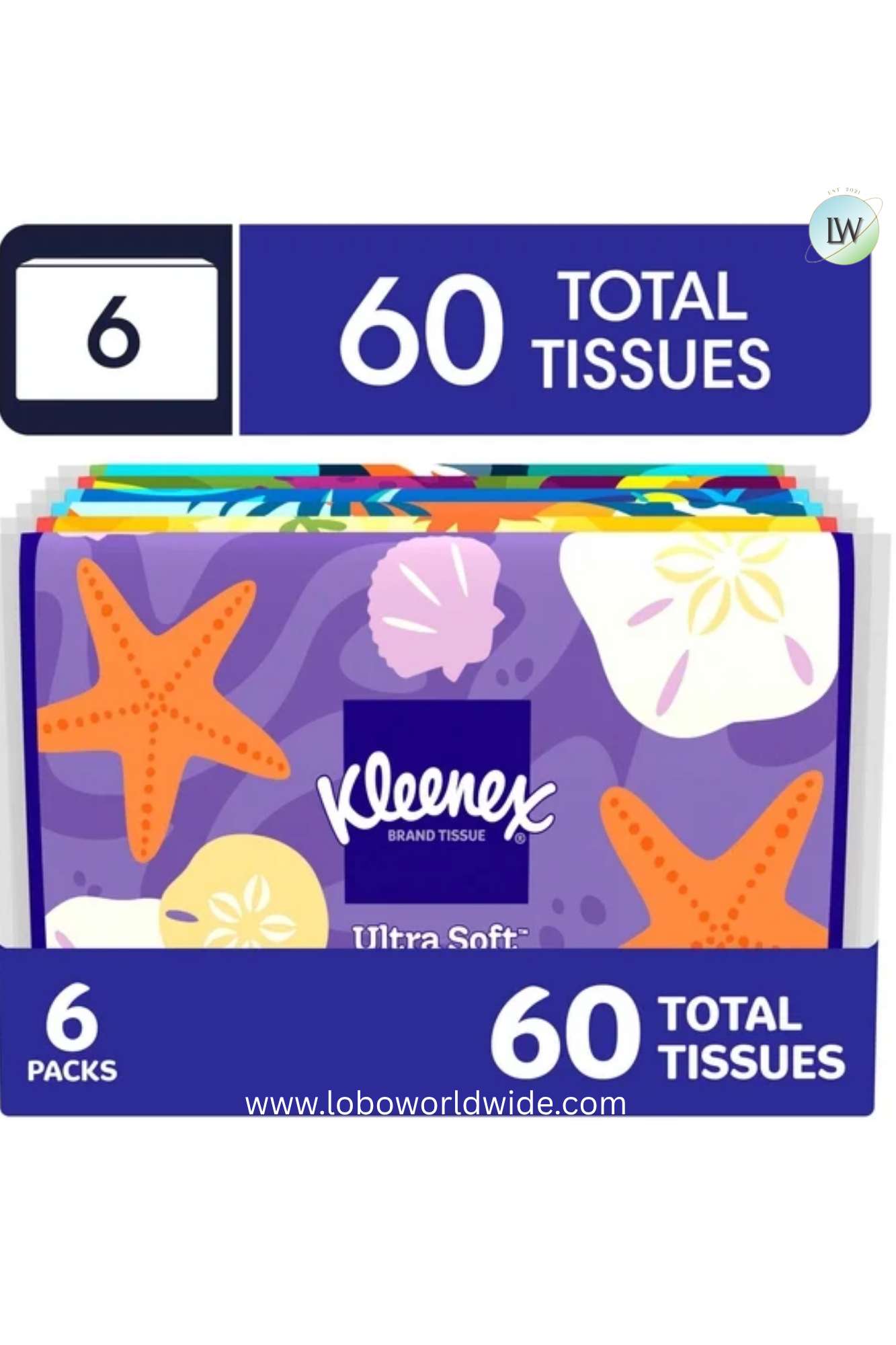 Kleenex Slim Wallet Facial Tissues, 60 Tissues, 3-Ply (Pack of 6)