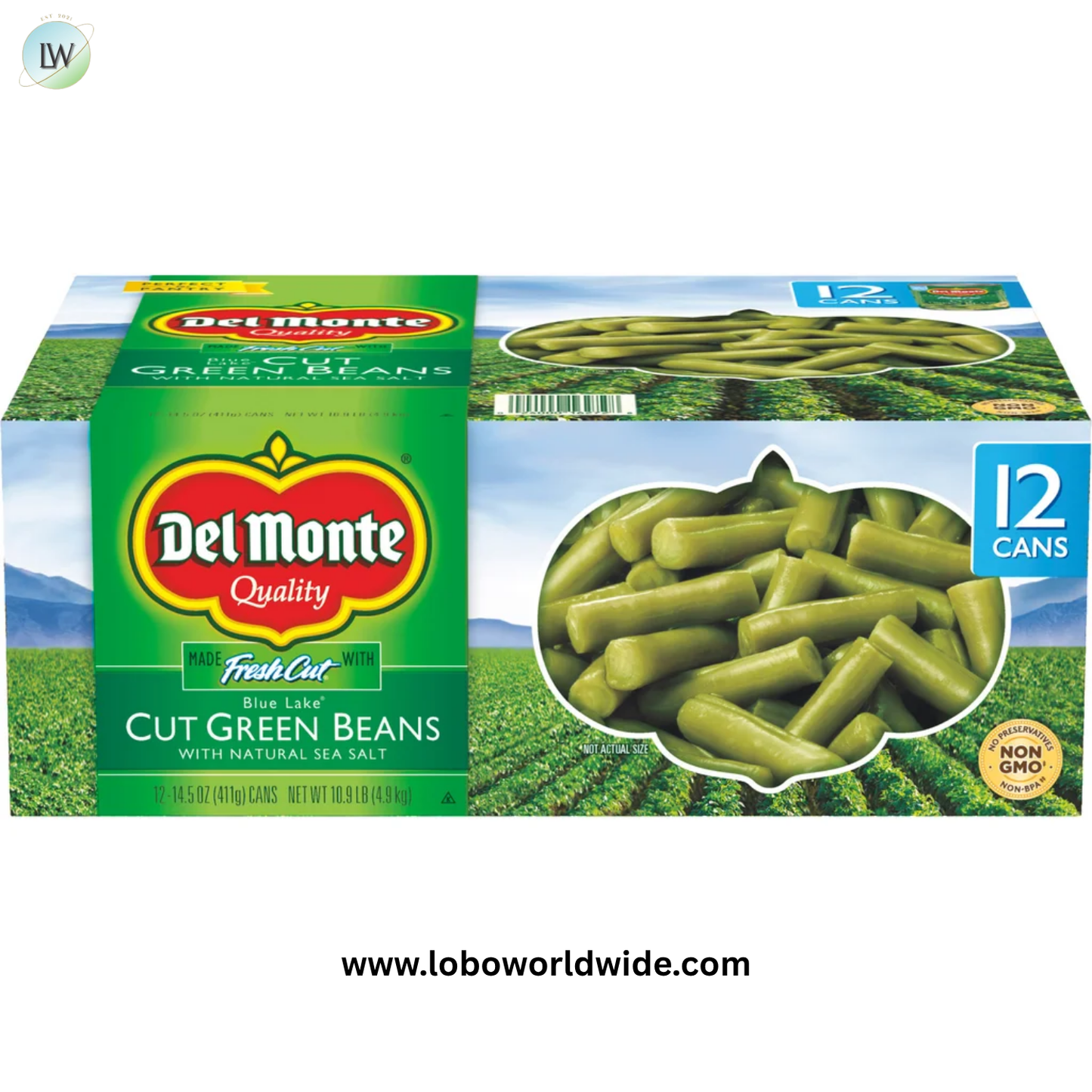 Del Monte, Canned Cut Green Beans, 14.5 oz, 12-Count