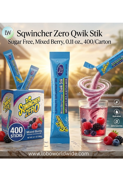 Sqwincher Zero Qwik Stik Sugar Free, 0.11 oz., 400/Carton(Various Flavours)