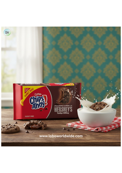 CHIPS AHOY! Chewy Chocolatey Hershey's Fudge Filled Soft Chocolate Chip Cookies, Family Size, 14.85 oz