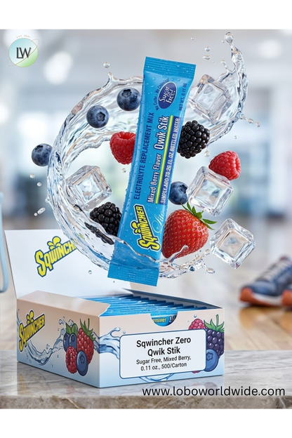 Sqwincher Zero Qwik Stik Sugar Free, 0.11 oz., 500/Carton(Various Flavours)