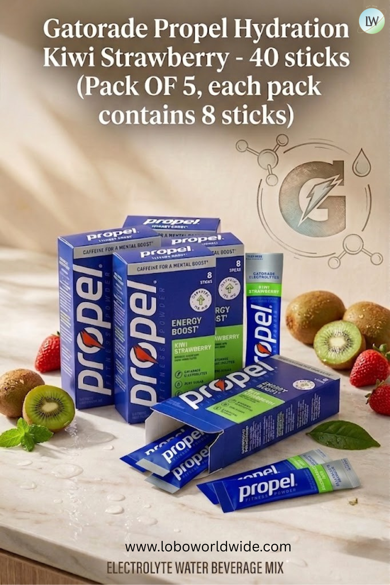Gatorade Propel Hydration- 40 sticks(Pack OF 5, each pack contains 8 sticks)(Various Flavours)