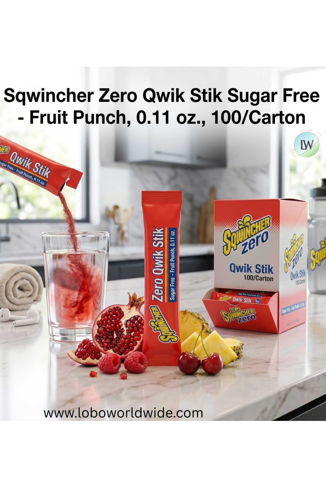 Sqwincher Zero Qwik Stik Sugar Free, 0.11 oz., 100/Carton(Various Flavours)