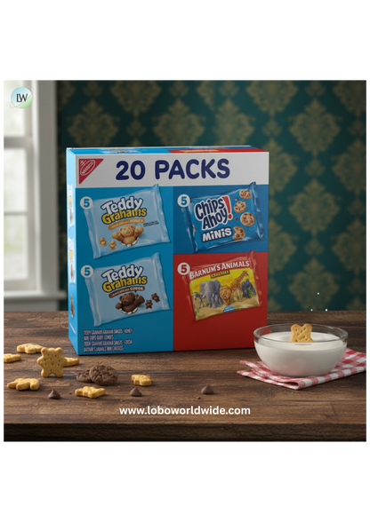 Nabisco Variety Pack, Barnum's Animal Crackers, Teddy Grahams & CHIPS AHOY! Cookies, 20 Snack Packs