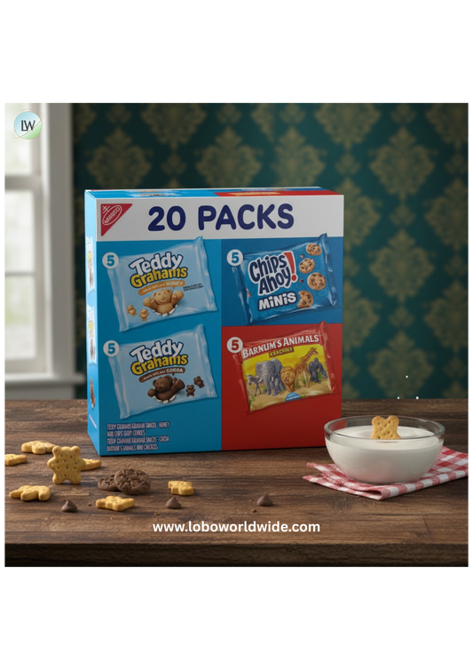 Nabisco Variety Pack, Barnum's Animal Crackers, Teddy Grahams & CHIPS AHOY! Cookies, 20 Snack Packs