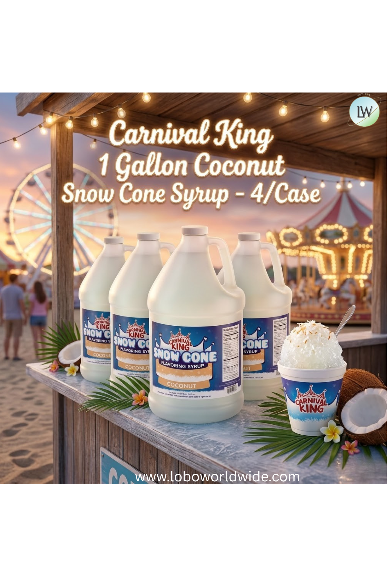 Carnival King 1 Gallon Cone Syrup- 4/Case (Various Flavours)