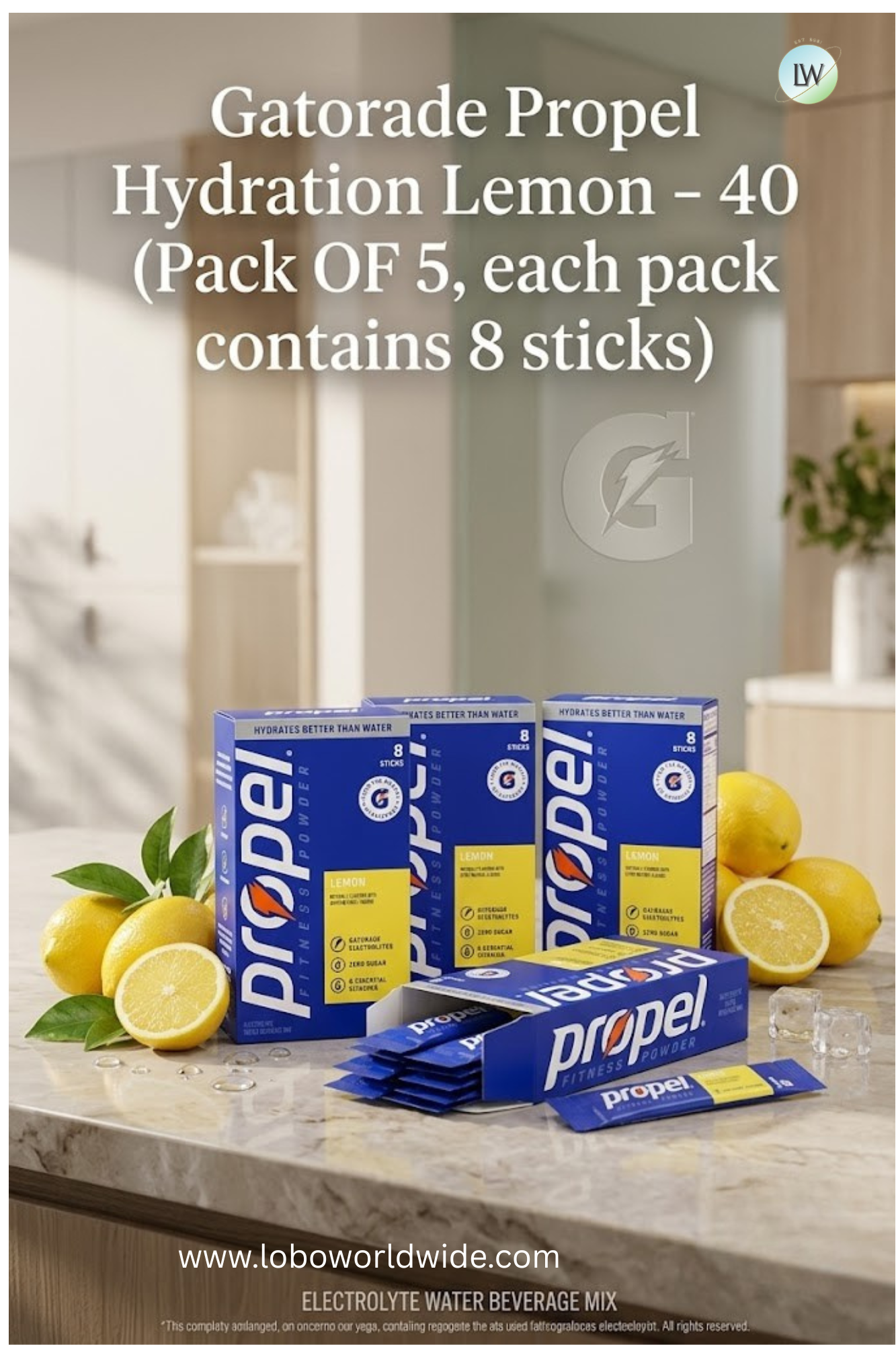 Gatorade Propel Hydration- 40 sticks(Pack OF 5, each pack contains 8 sticks)(Various Flavours)