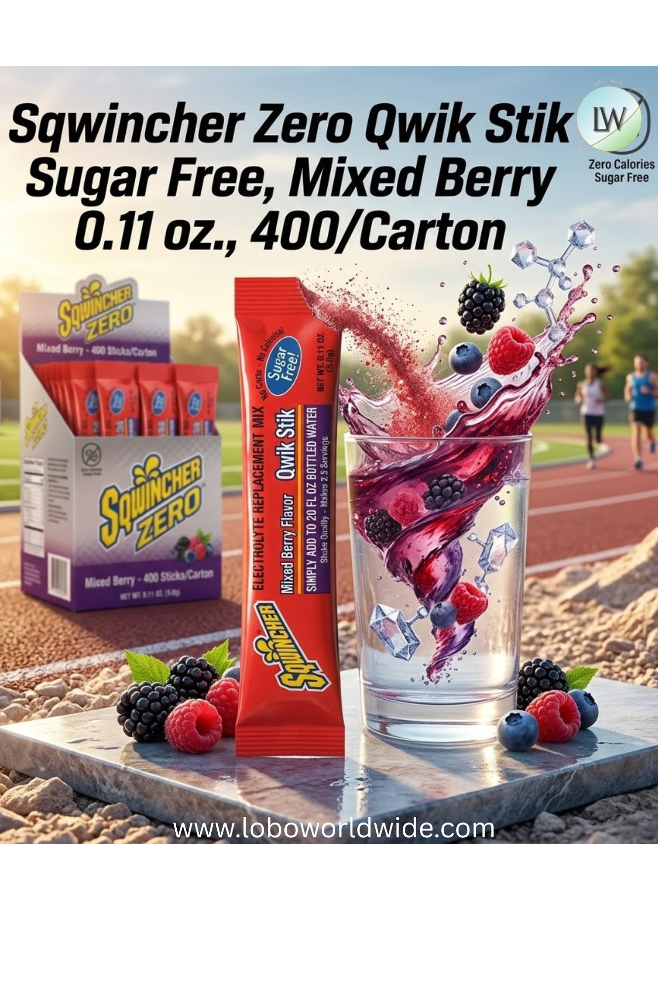 Sqwincher Zero Qwik Stik Sugar Free, 0.11 oz., 400/Carton(Various Flavours)