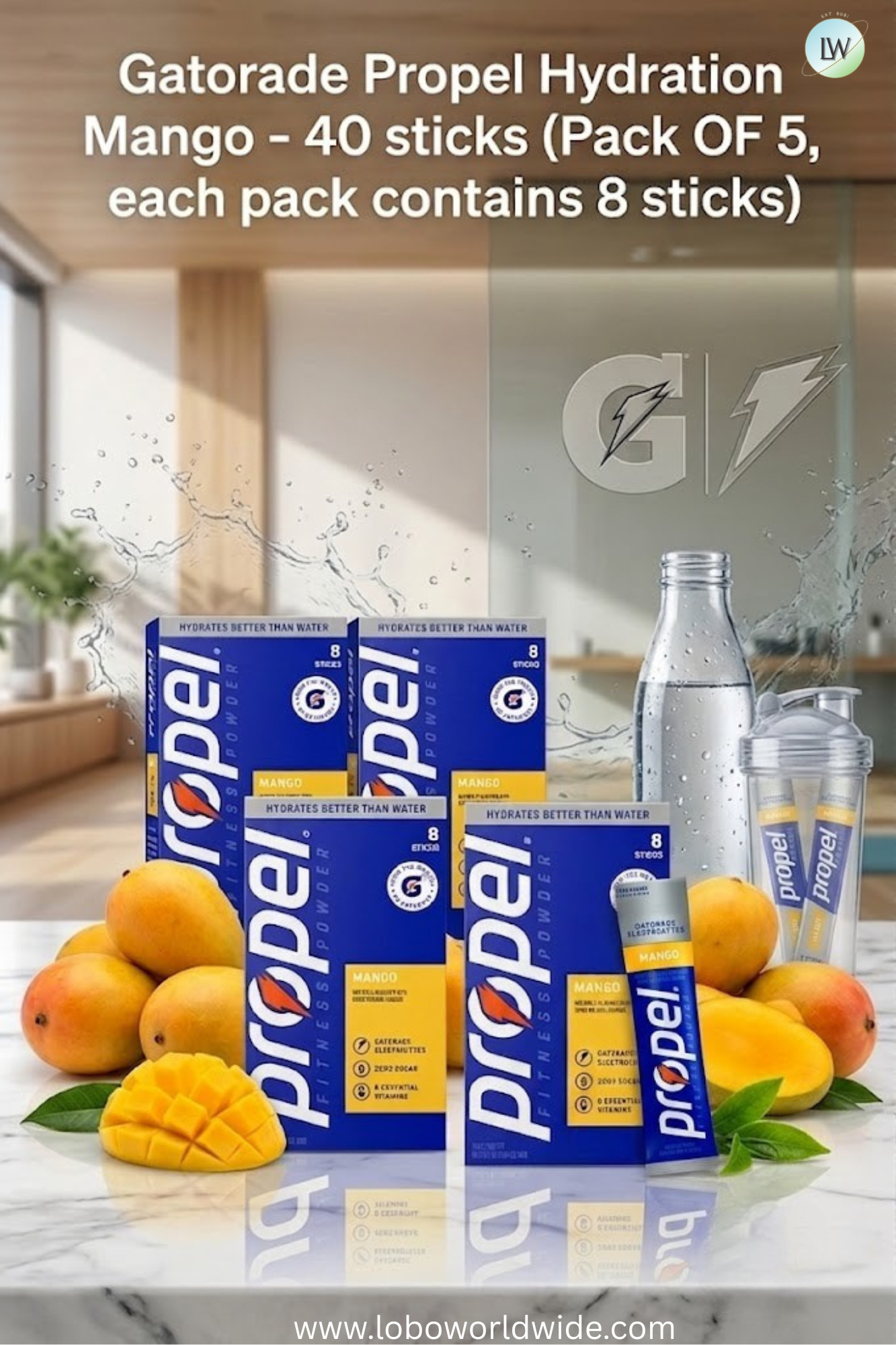 Gatorade Propel Hydration- 40 sticks(Pack OF 5, each pack contains 8 sticks)(Various Flavours)