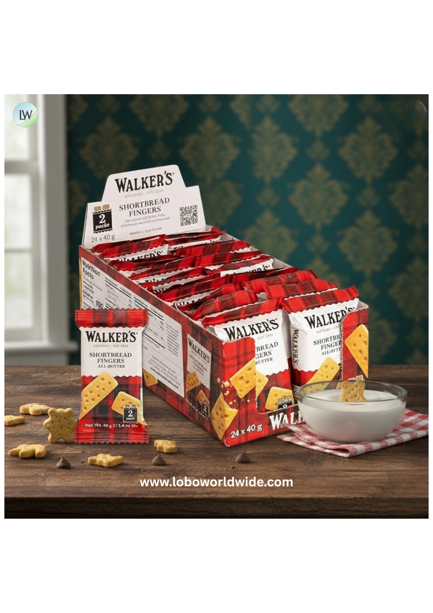 Walkers Shortbread Fingers, 2-Count Cookies Packages (Pack of 24)