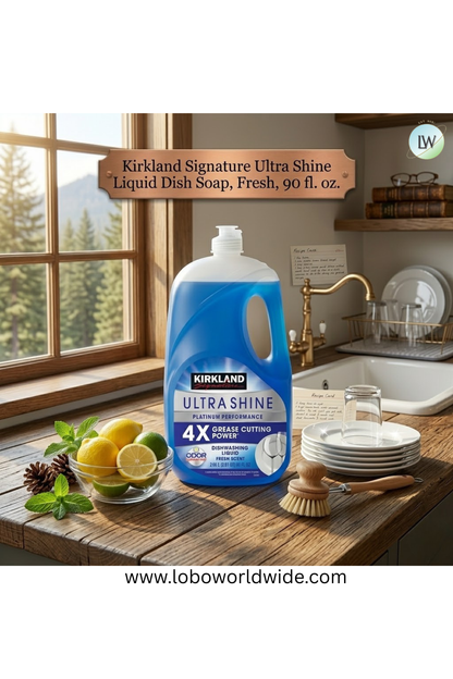 Kirkland Signature Ultra Shine Liquid Dish Soap, Fresh, 90 fl. oz.