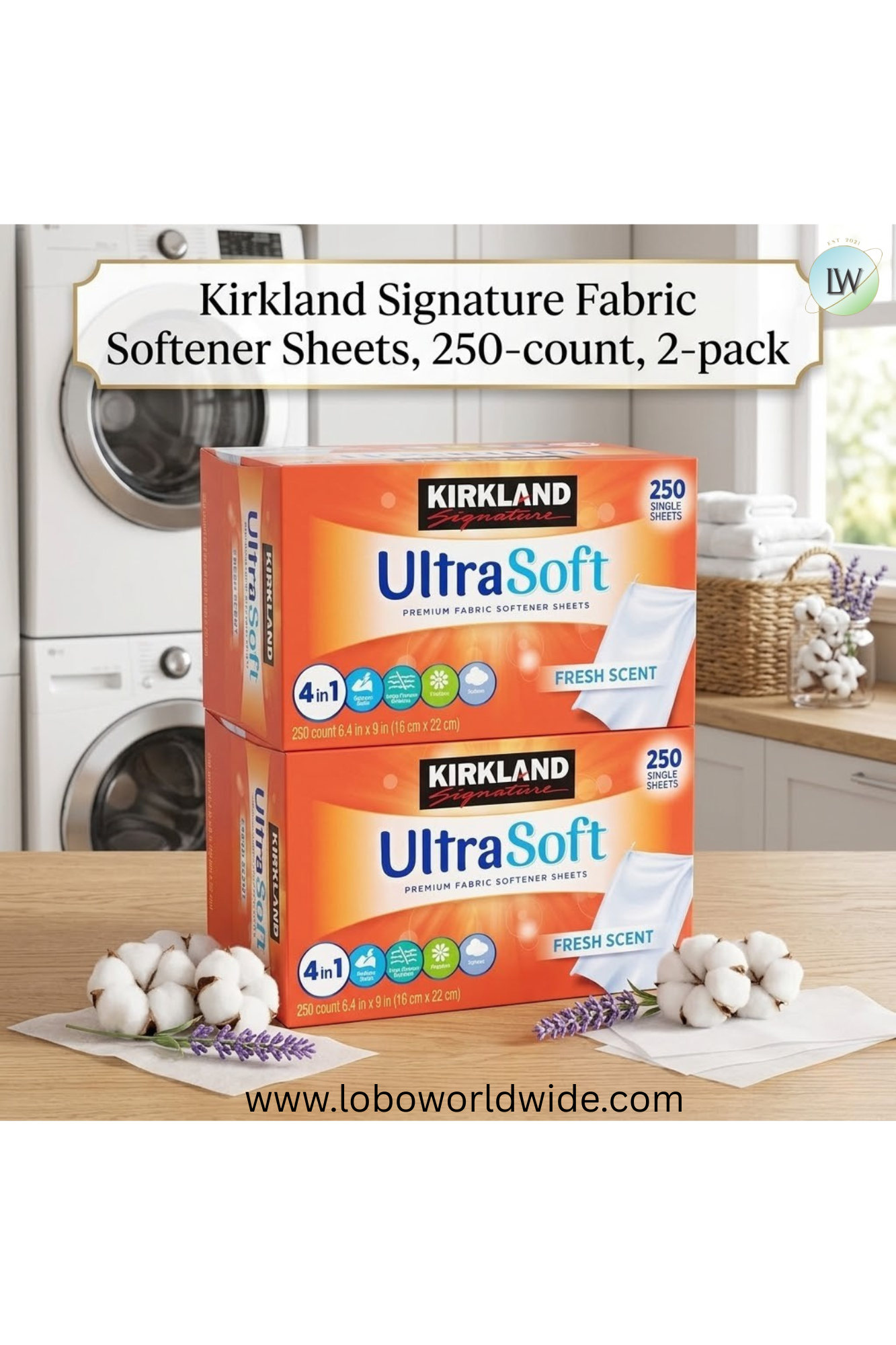 Kirkland Signature Fabric Softener Sheets, 250-count, 2-pack