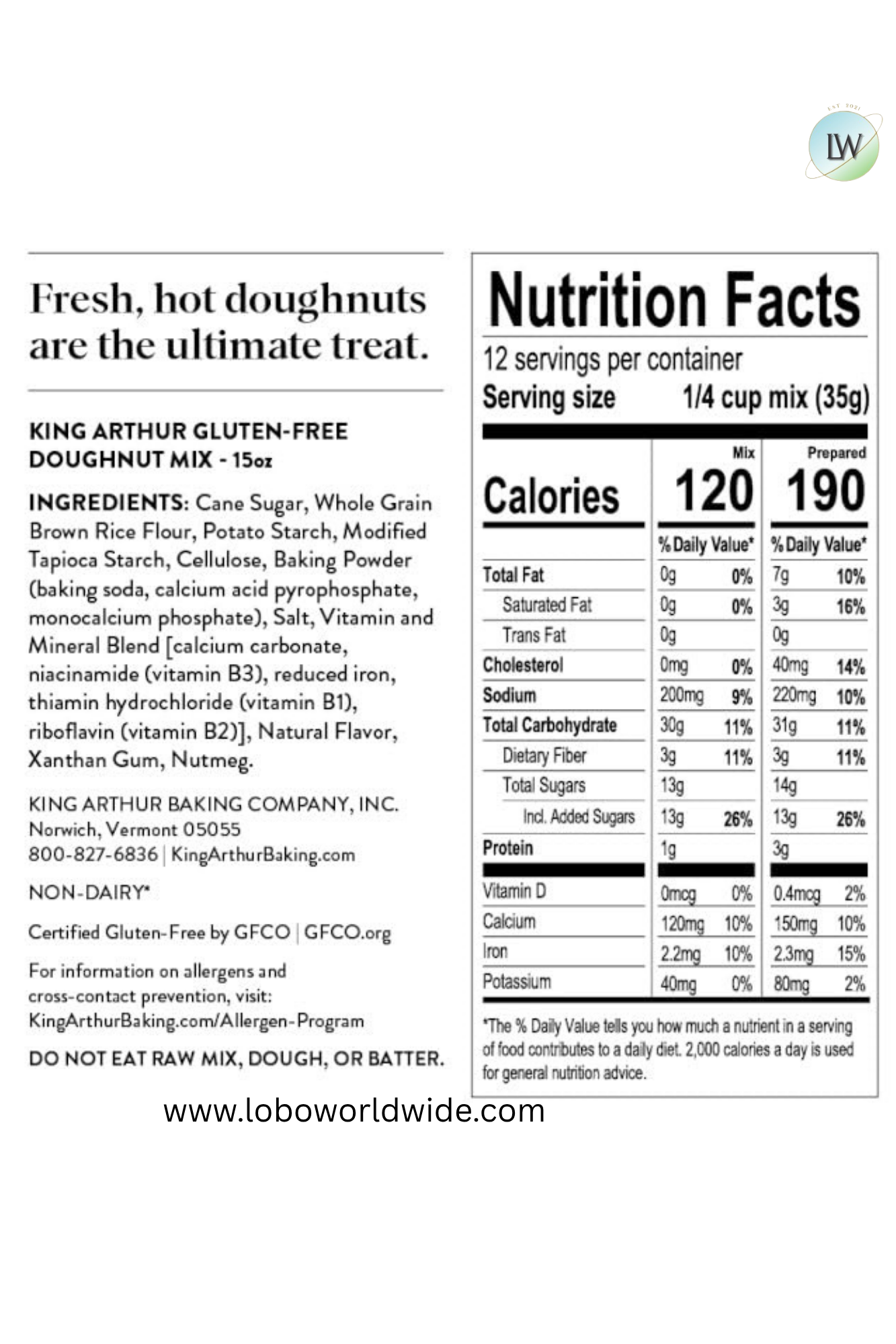King Arthur Baking Company Gluten-Free Doughnut Mix 15 oz
