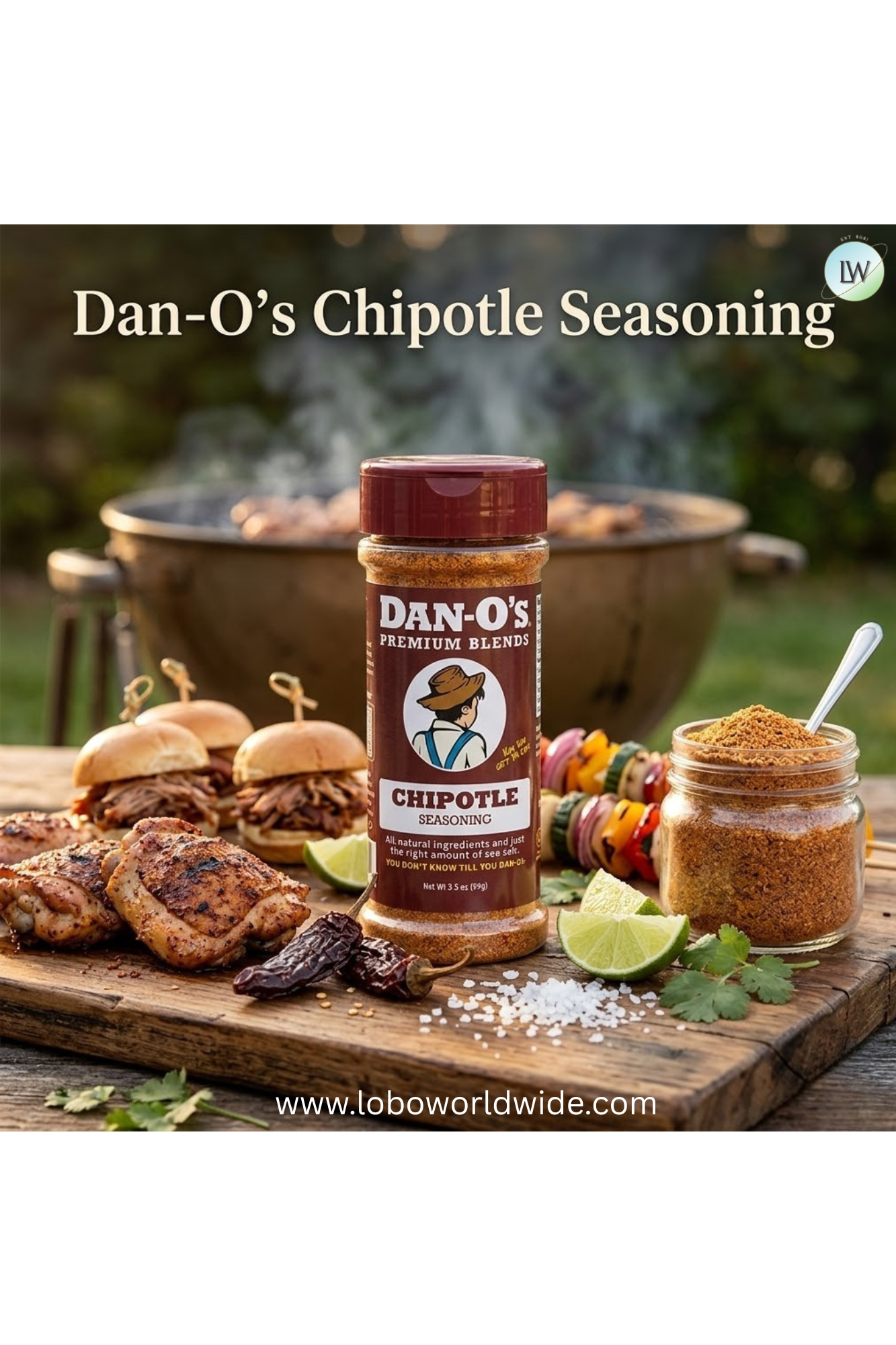 Dan-O's Chipotle Seasoning - All-Purpose Seasoning - Great for grilling & smoking anything - Small bottle (3.5 oz)