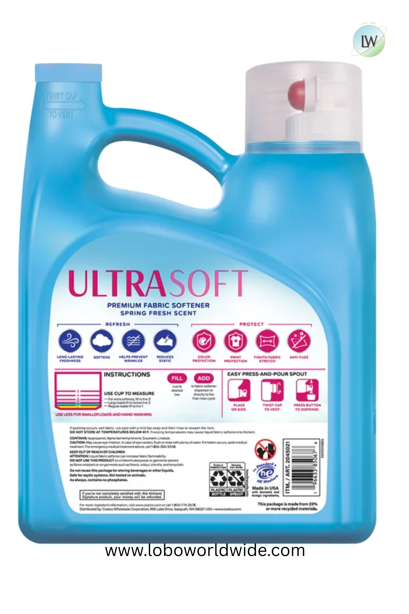 Kirkland Signature Ultra Soft Fabric Softener, 257 Loads, 150 fl oz