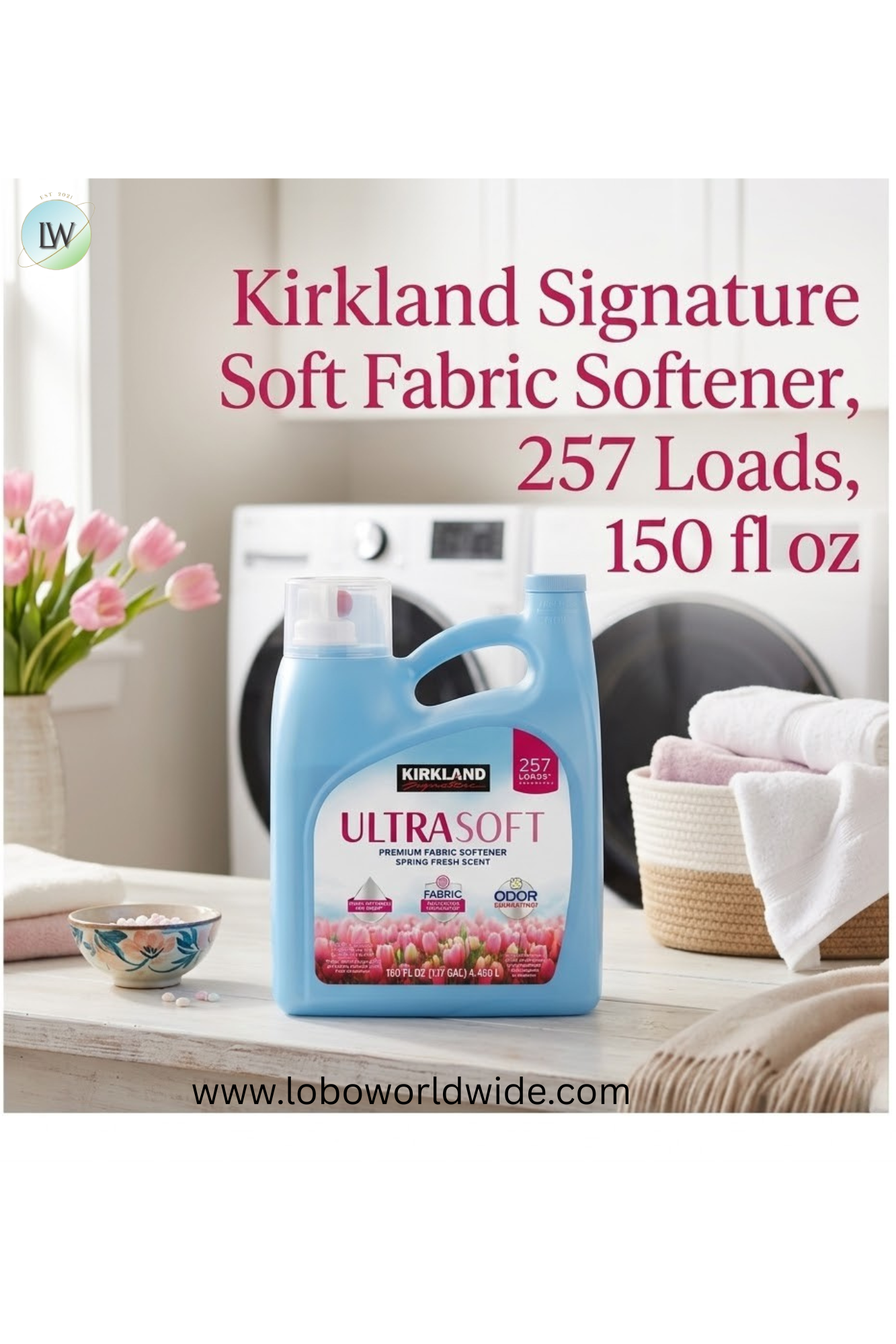 Kirkland Signature Ultra Soft Fabric Softener, 257 Loads, 150 fl oz