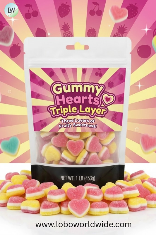 Gummy Hearts Triple Layer (Various Sizes)