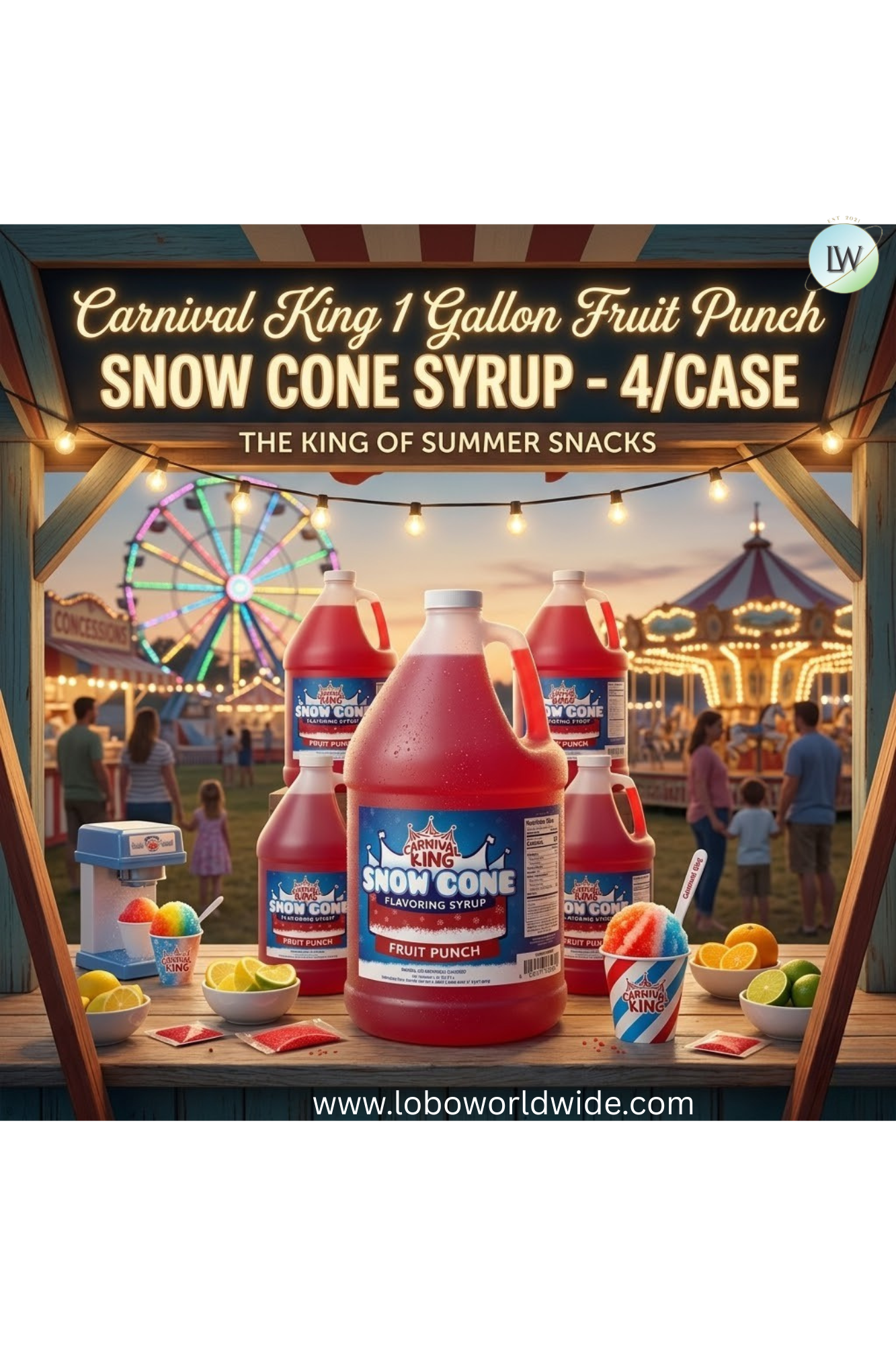 Carnival King 1 Gallon Cone Syrup- 4/Case (Various Flavours)