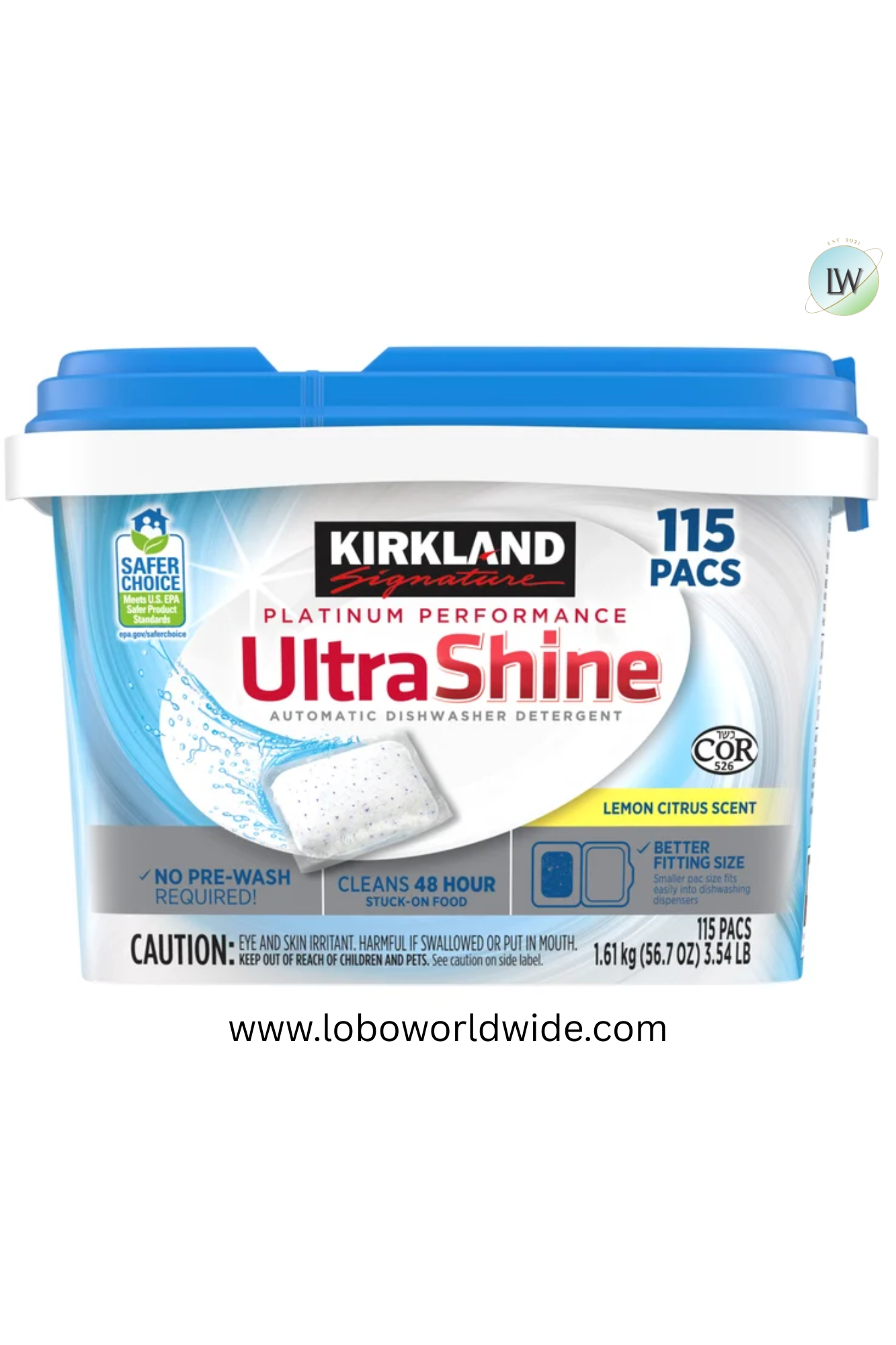 Kirkland Signature Platinum Performance UltraShine Dishwasher Detergent Pacs, 115-count