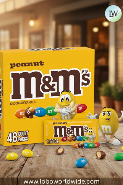 M&M'S Peanut Chocolate Candy, Full Size 1.74 oz Bag, Pack of 48 Bulk Candy Chocolate