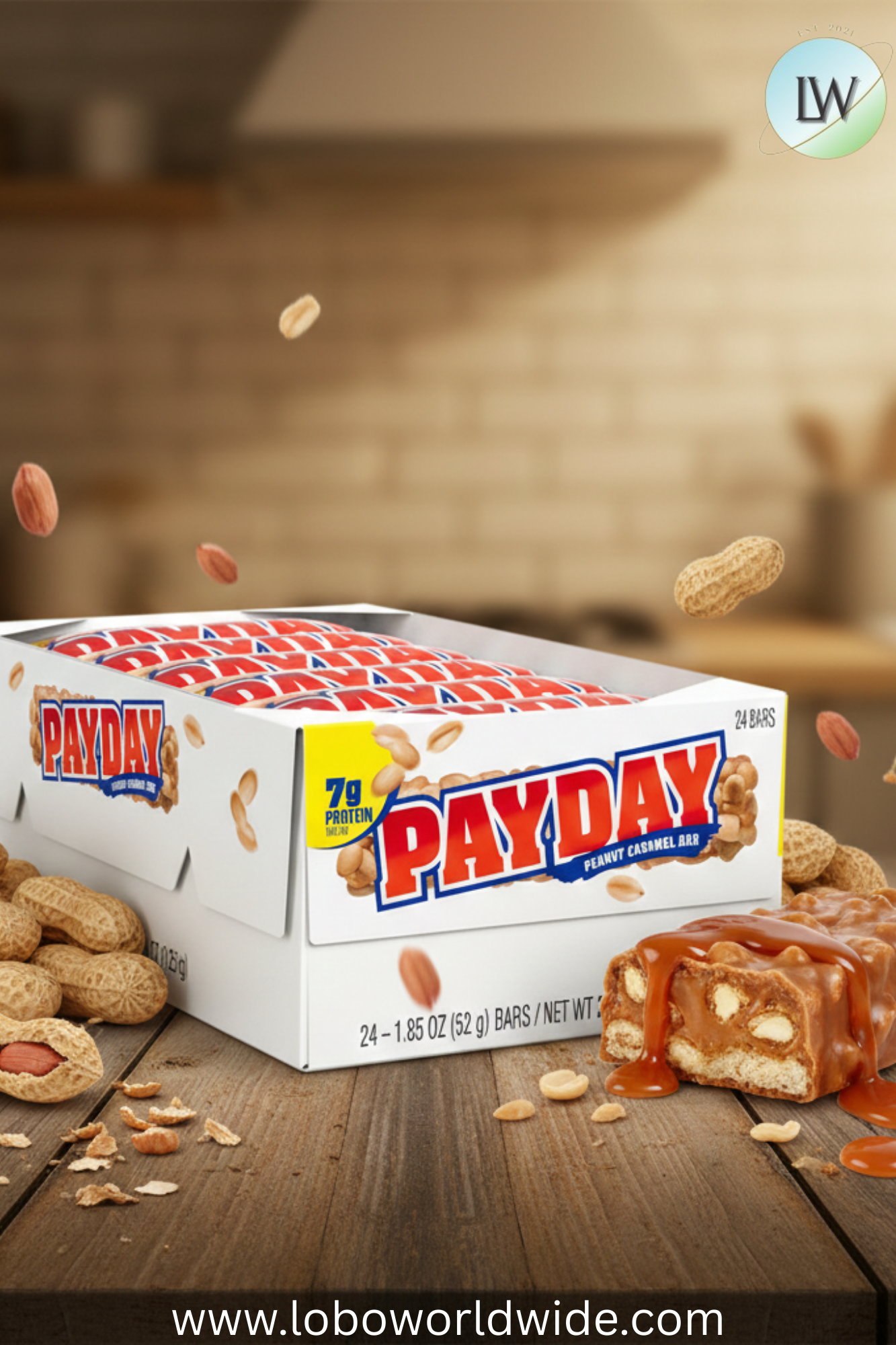 Payday Peanut Caramel Bar, 1.85 oz, 24-count