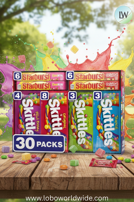 Starburst & Skittles Chewy Candy, Variety Box, Full Size, 30 pk