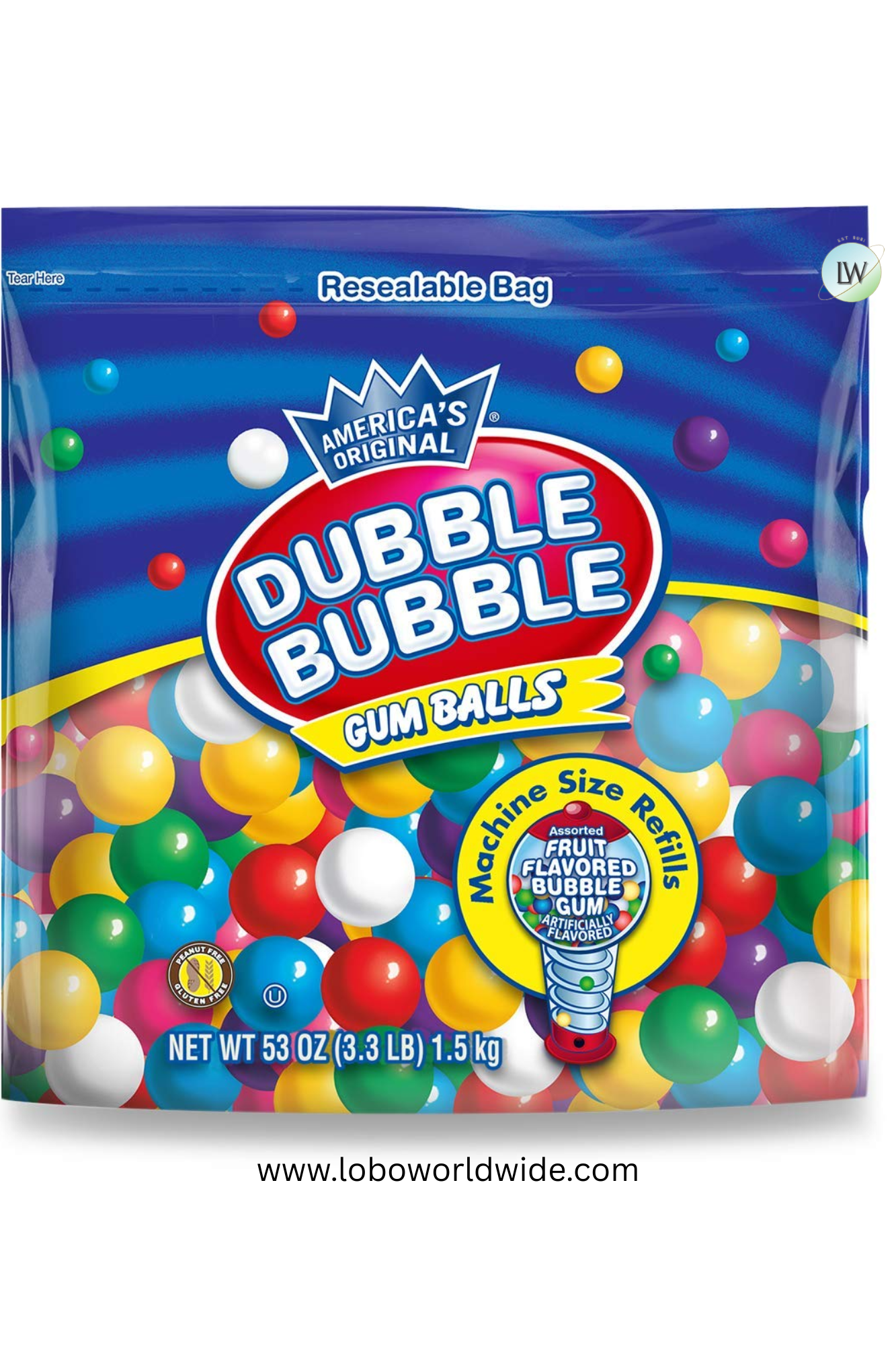 Dubble Bubble Gumball, Assorted Gumballs, 53 oz.