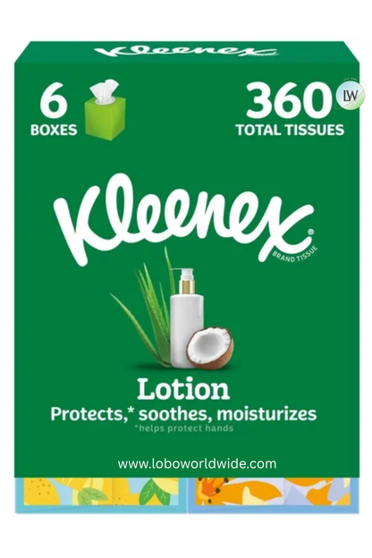 Kleenex Lotion Facial Tissues with Coconut Oil, 360 Tissues, 3-Ply (Pack of 6)