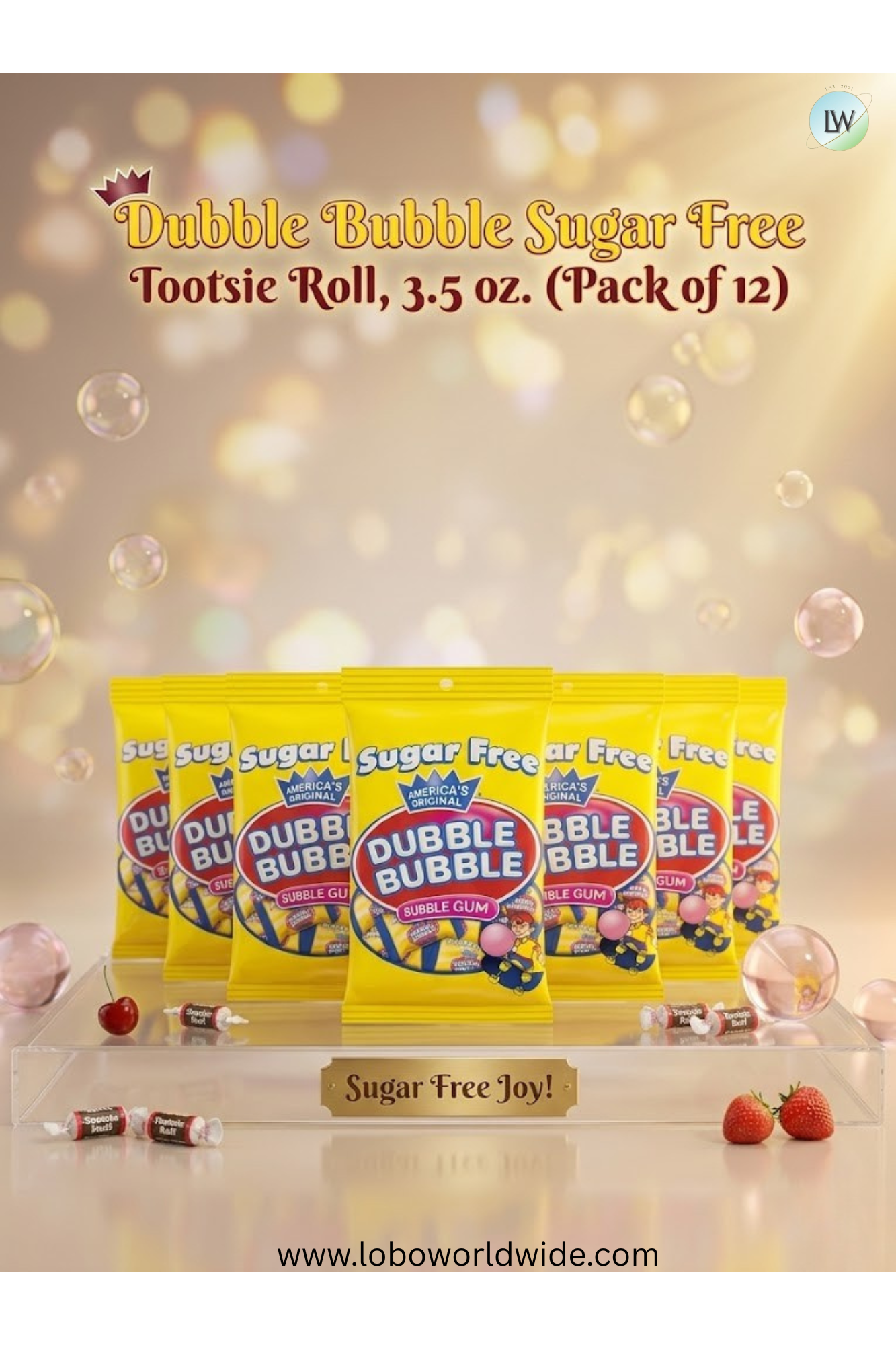 Dubble Bubble Sugar Free Tootsie Roll, 3.5 oz. (Pack of 12)