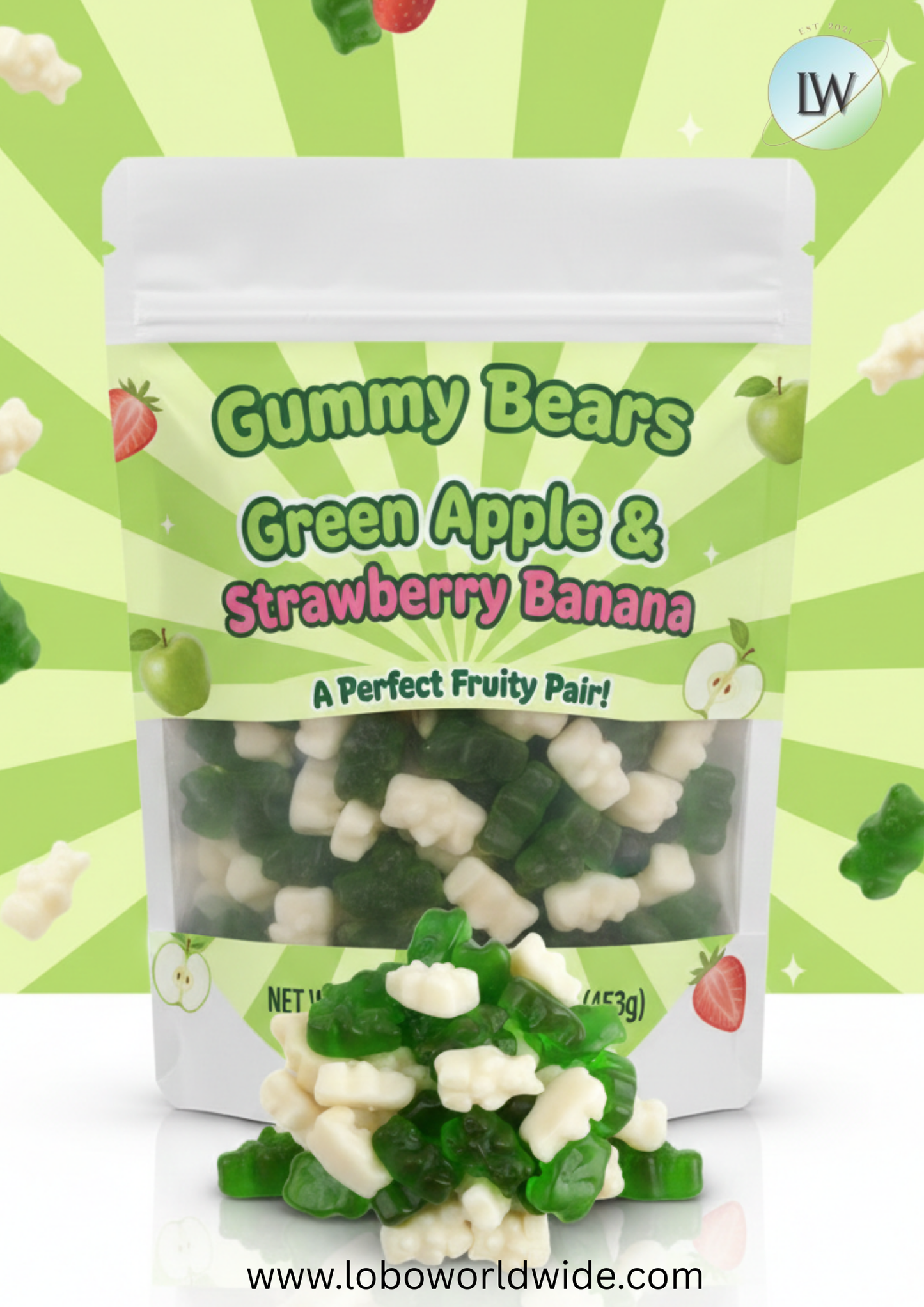Gummy Bears Green Apple & Strawberry Banana