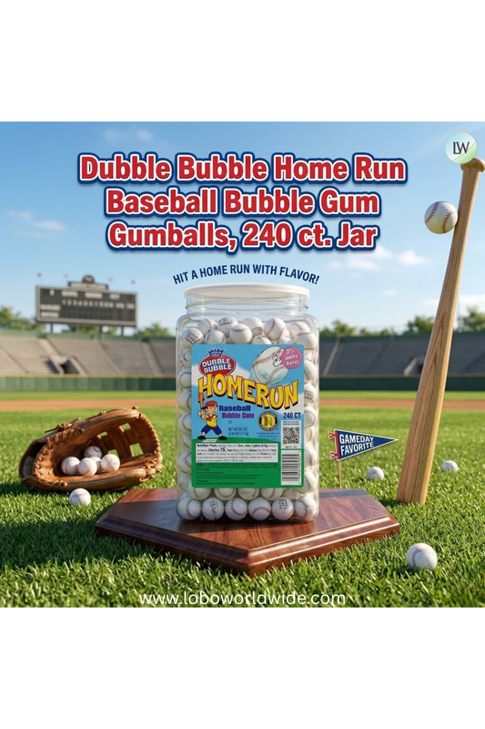 Dubble Bubble Home Run Baseball Bubble Gum Gumballs, 240 ct. Jar