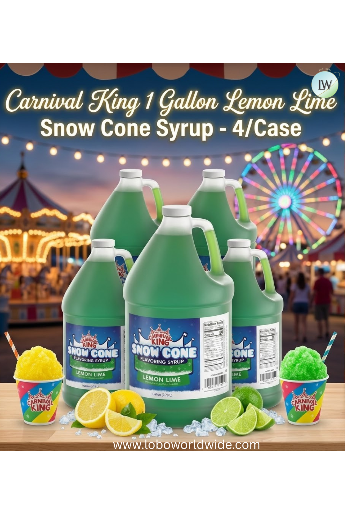 Carnival King 1 Gallon Cone Syrup- 4/Case (Various Flavours)