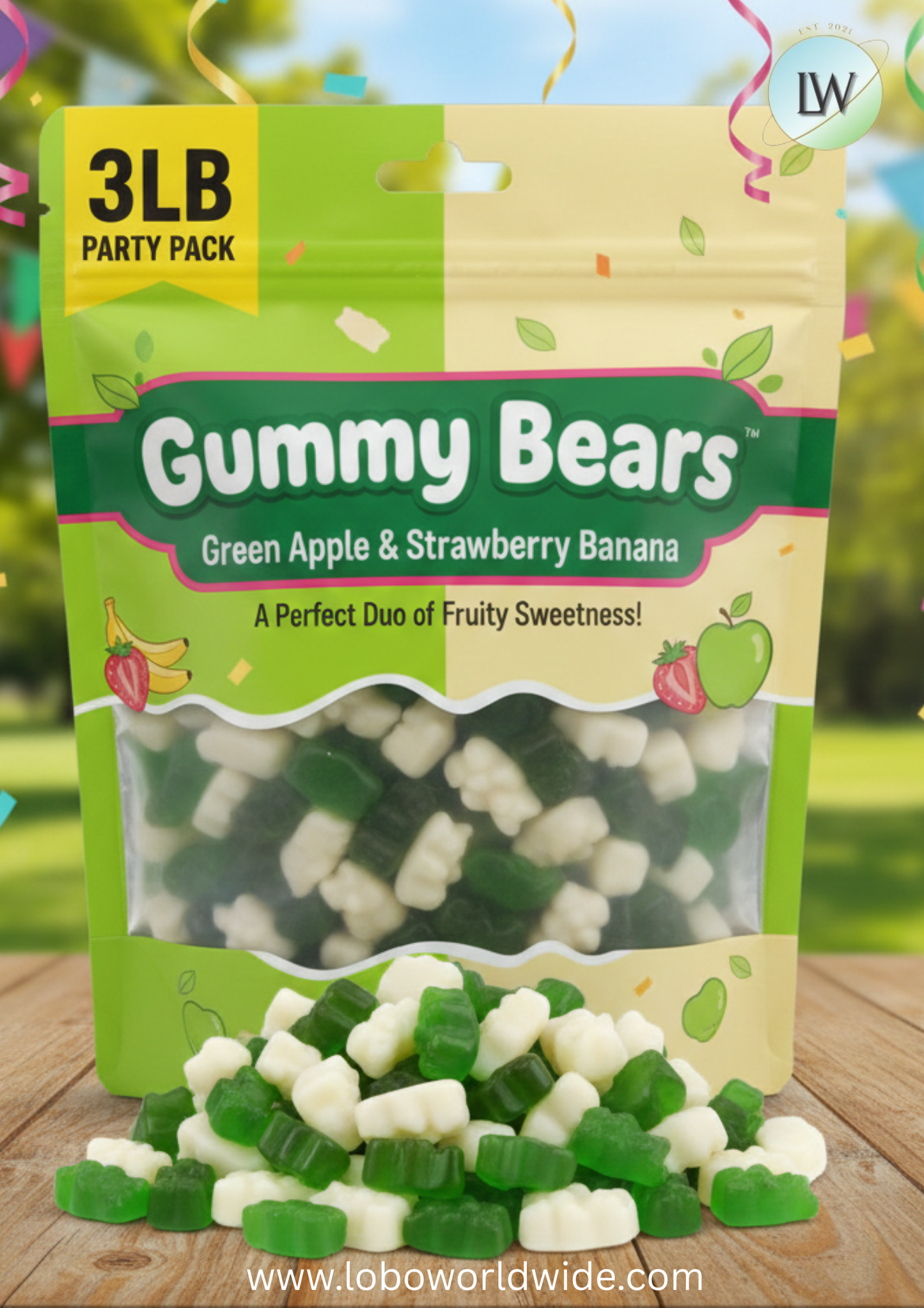 Gummy Bears Green Apple & Strawberry Banana