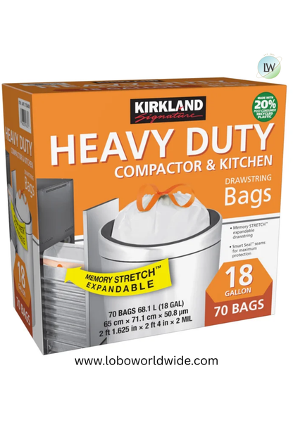 Kirkland Signature 18-Gallon Compactor & Kitchen Trash Bag, 70-count