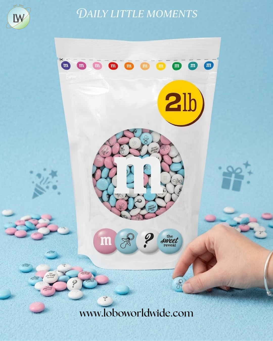 M&M'S Gender Reveal Milk Chocolate Candy, 2lb. Bag