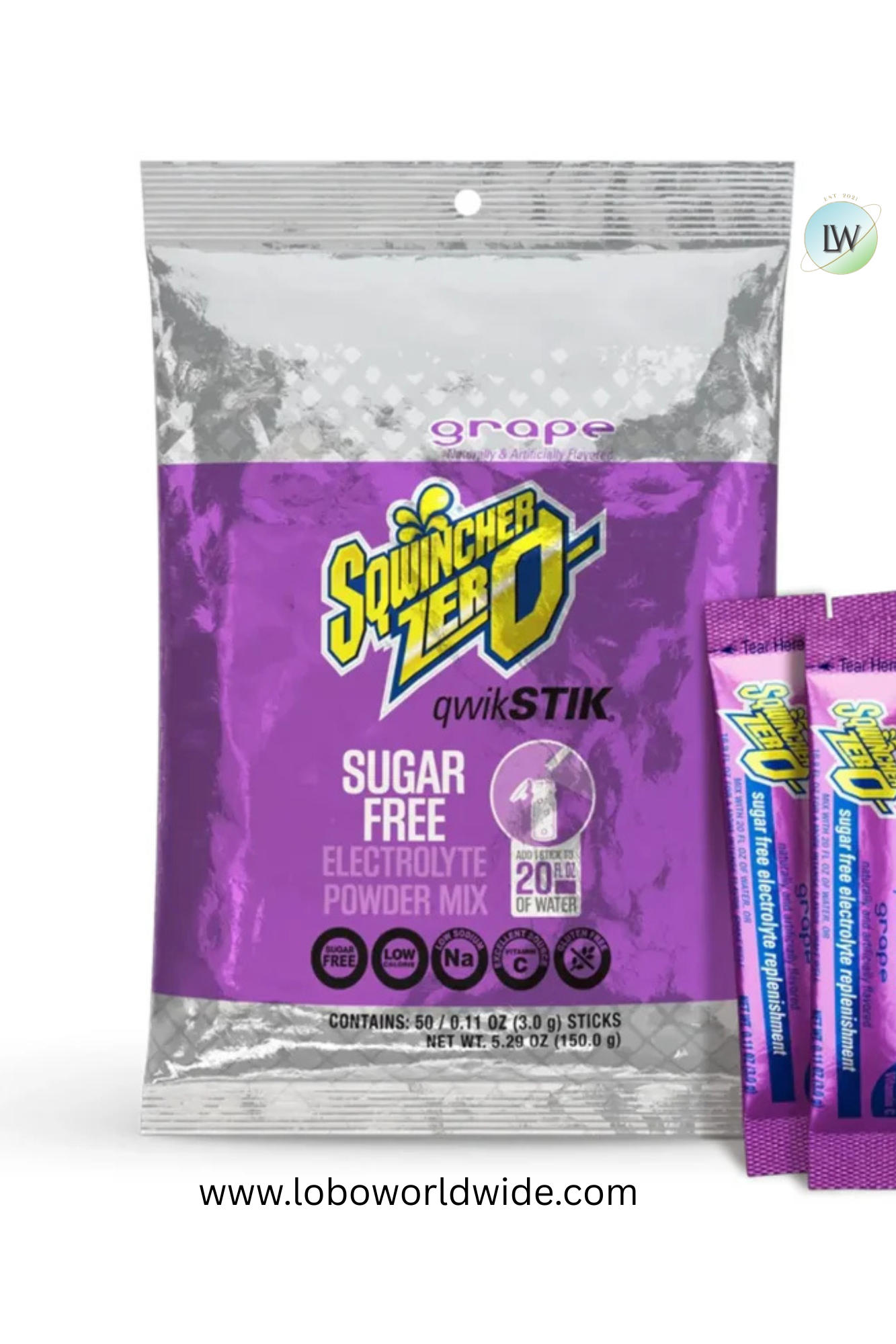 Sqwincher Qwik Stik ZERO Sugar Free, Low Calorie Electrolyte Drink, 0.11 Ounce, Pack of 50, Case of 10 Packs(Various Flavours)