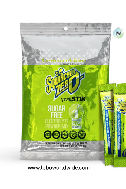 Sqwincher Qwik Stik ZERO Sugar Free, Low Calorie Electrolyte Drink, 0.11 Ounce, Pack of 50, Case of 10 Packs(Various Flavours)