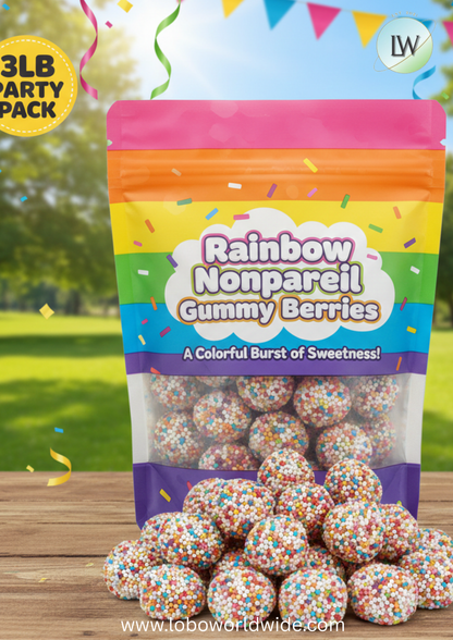 Rainbow Nonpareil Gummy Berries(Various Sizes)