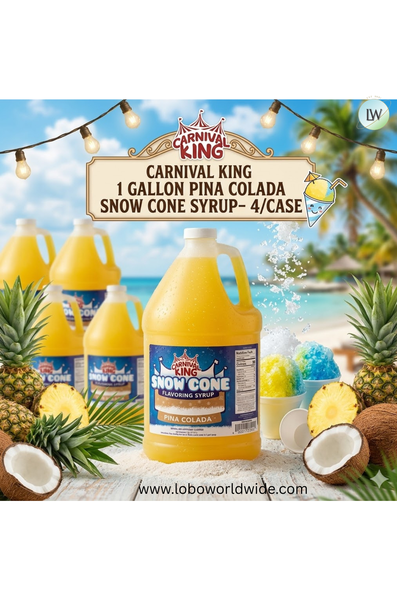Carnival King 1 Gallon Cone Syrup- 4/Case (Various Flavours)