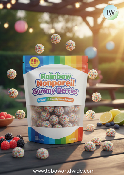Rainbow Nonpareil Gummy Berries(Various Sizes)