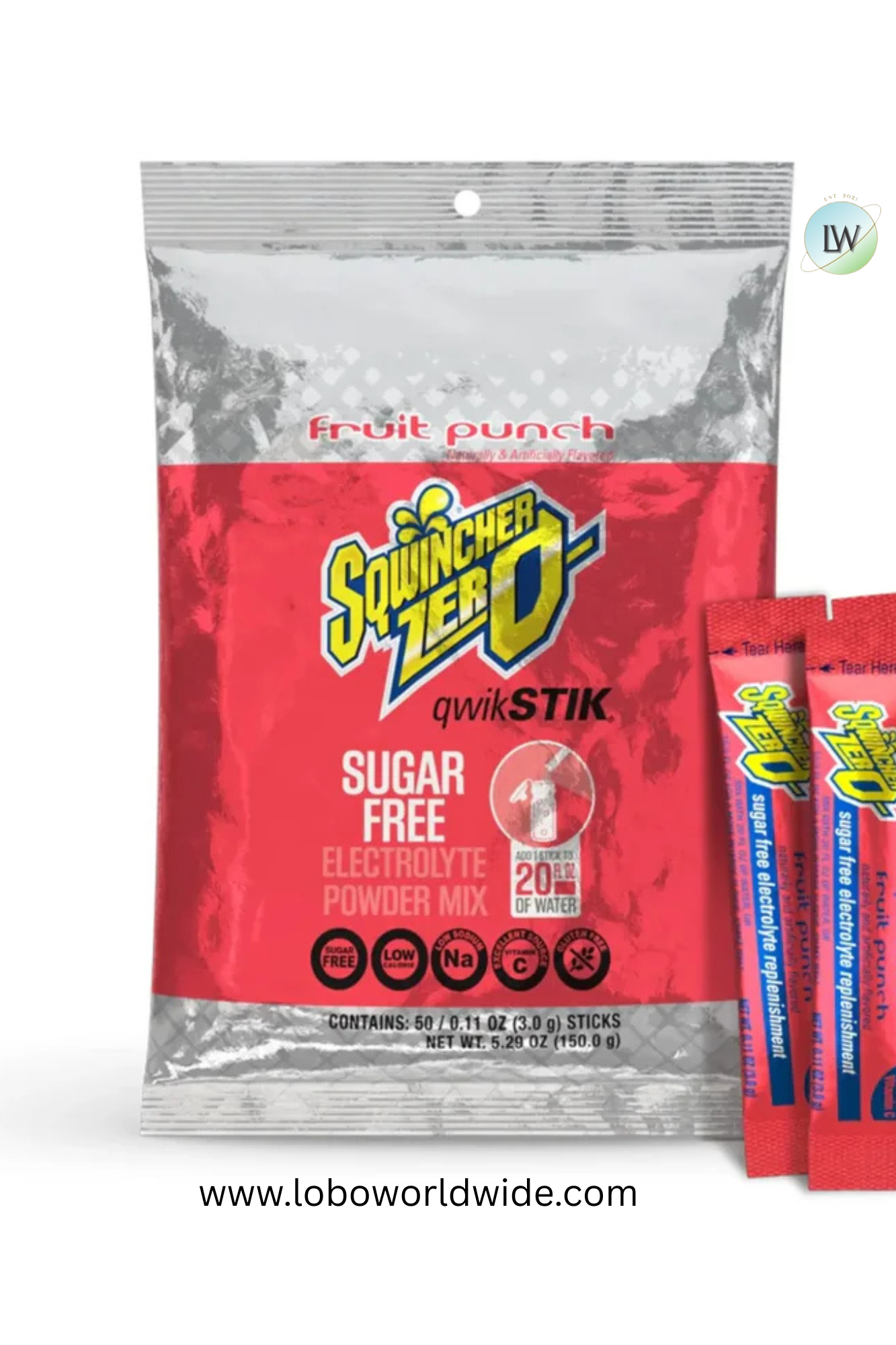 Sqwincher Qwik Stik ZERO Sugar Free, Low Calorie Electrolyte Drink, 0.11 Ounce, Pack of 50, Case of 10 Packs(Various Flavours)
