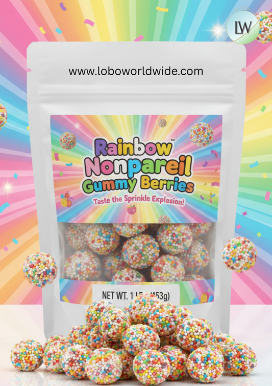 Rainbow Nonpareil Gummy Berries(Various Sizes)