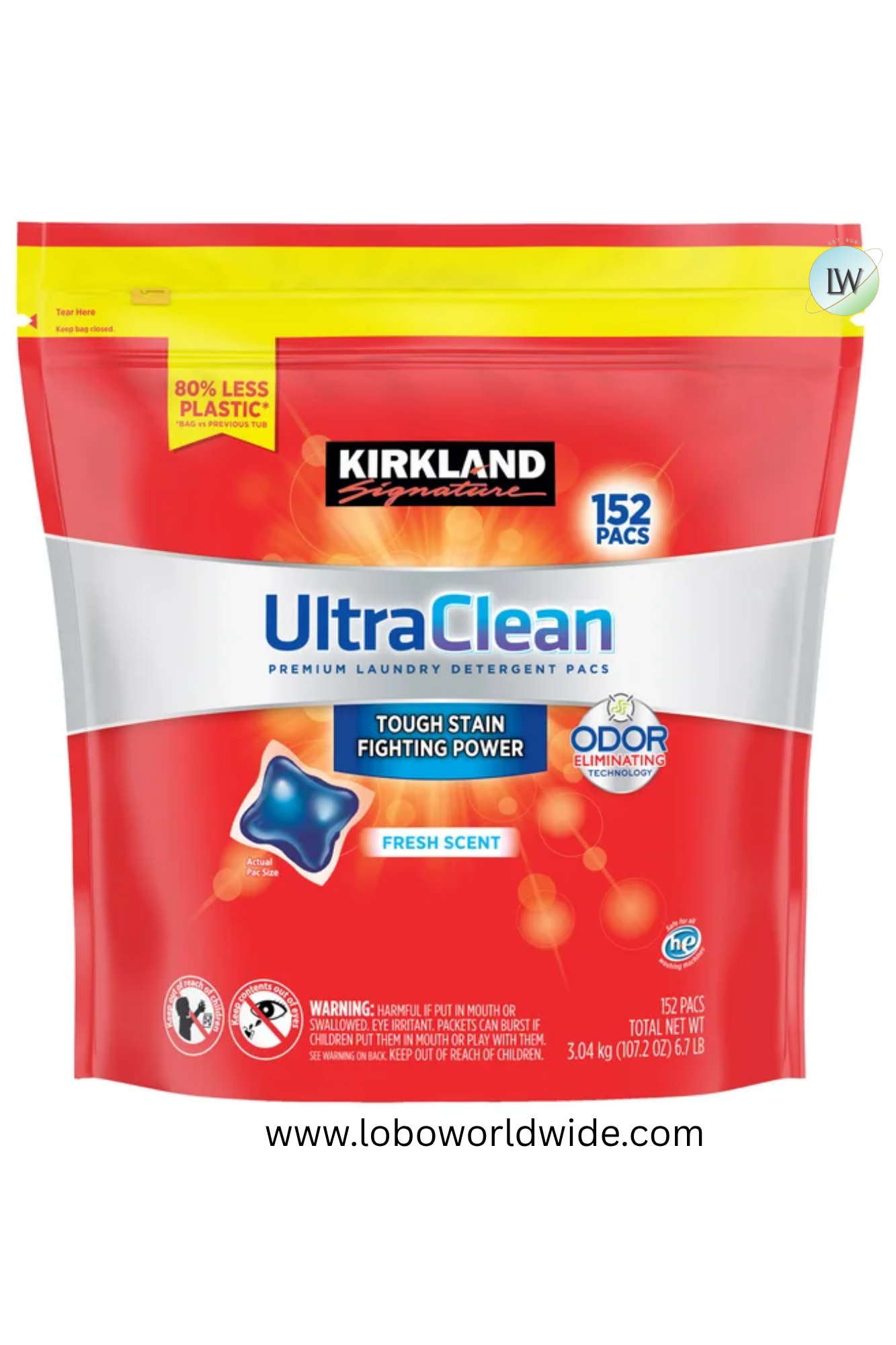 Kirkland Signature Ultra Clean HE Laundry Detergent Pacs, 152-count