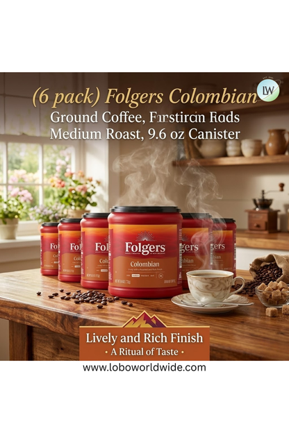 (6 pack)Folgers Ground Coffee, Medium Roast, 9.6 oz Canister